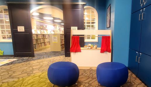 Puppet stand in library children's playroom