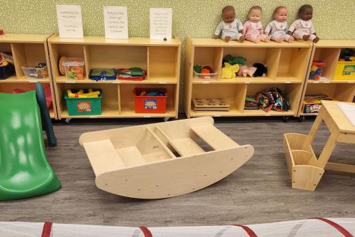 Family Place toys and activities in our Early Learning Center. Babies, slide, coloring table, puzzles, puppets, books, fine motor toys, and so much more.