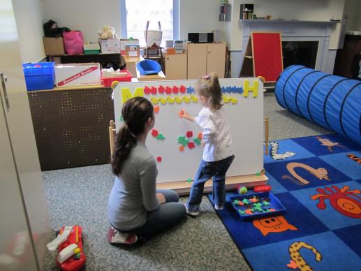 Parents and children play and learn. Parents also have the opportunity to speak with our guest while their children play. Just before the program comes to a close all participants gather for a story, bubbles and a few interactive songs.